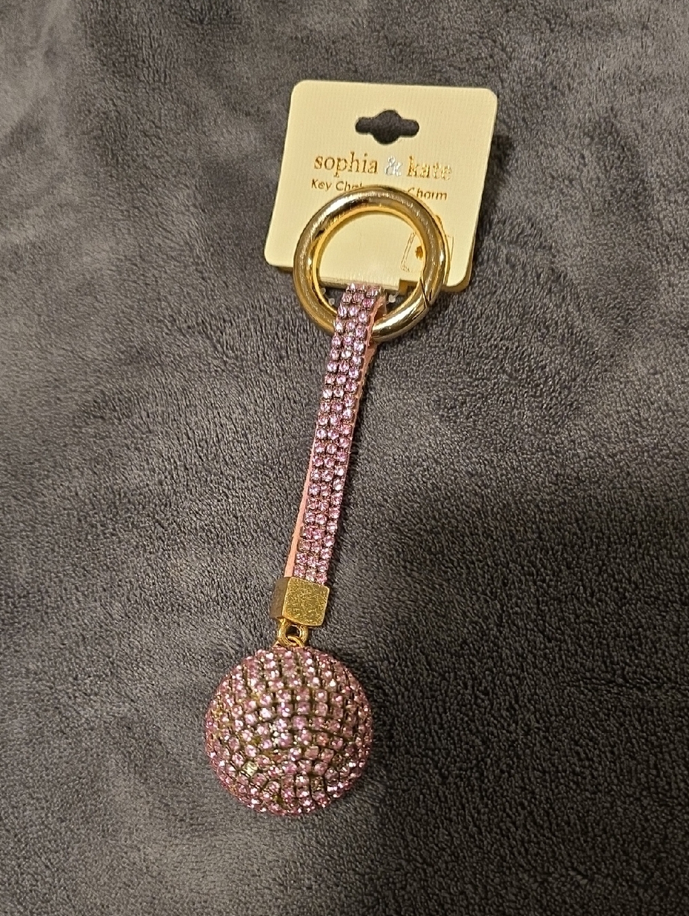 Sophia & Kate Pink Crystal Ball Key Ring